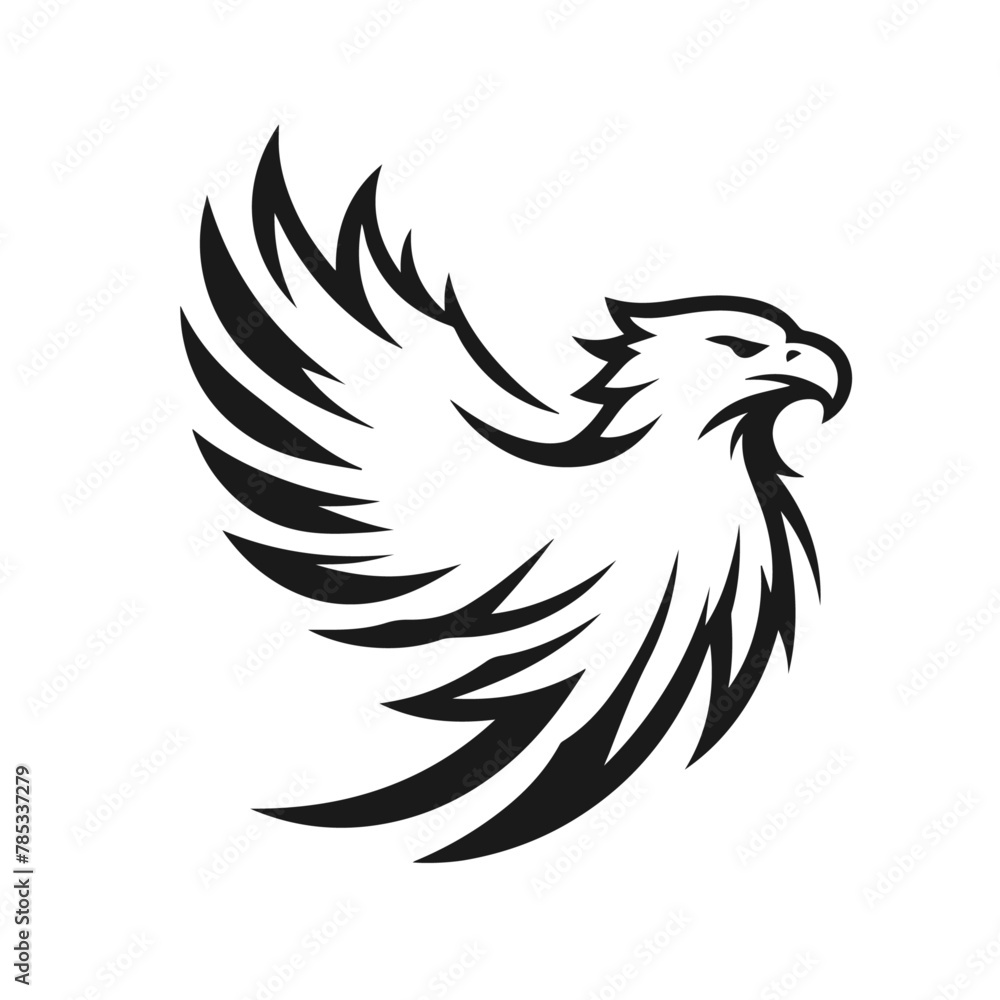 A large wild bird eagle flies with outstretched wings. Vector drawing linear sketch isolated on white background. A large wild bird eagle flies with outstretched wings. Vector drawing linear sketch isolated on white background.