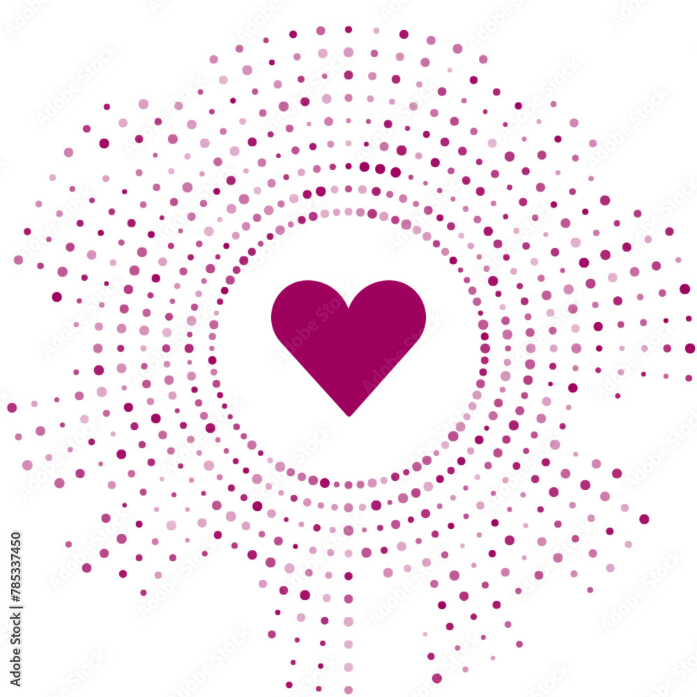 Purple Heart icon isolated on white background. Romantic symbol linked, join, passion and wedding. Valentine day symbol. Abstract circle random dots. Vector