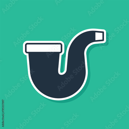 Blue Smoking pipe with smoke icon isolated on green background. Tobacco pipe. Vector