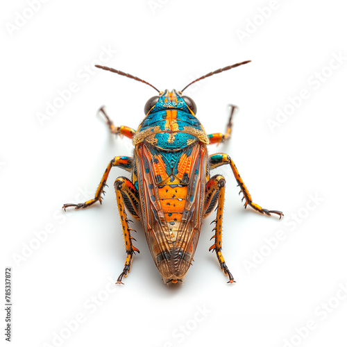 Colorful Insect Close Up on White Background. Generative AI © jul_photolover