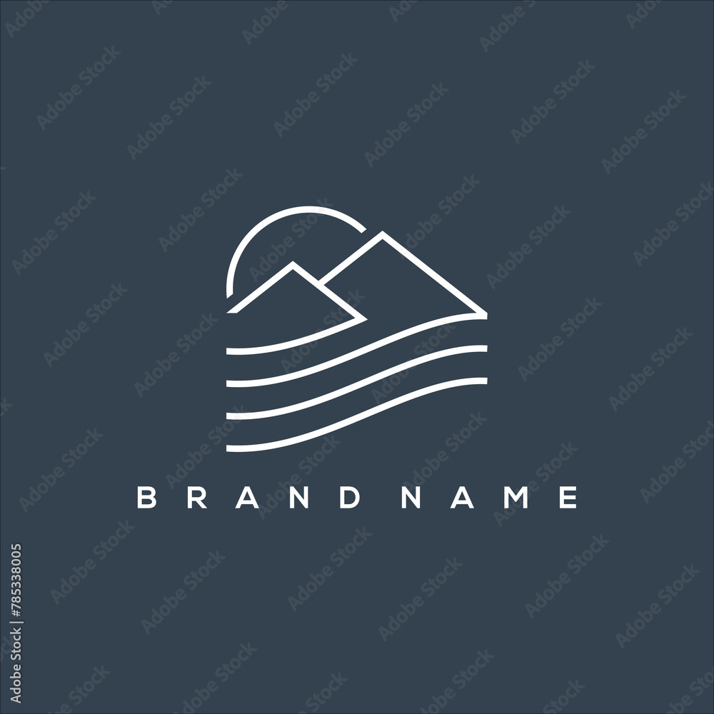 custom made wallpaper toronto digitalriver art line icon logo with mountain and sun