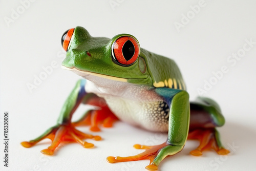 green frog on white background, isolated macro photography (2)