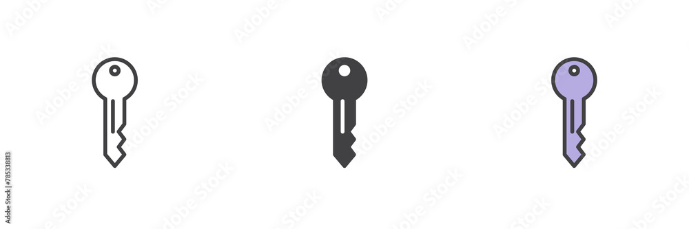 Key different style icon set Key different style icon set