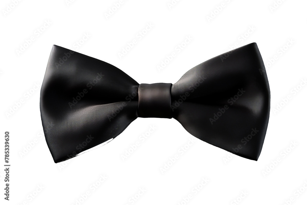 Elegance in Monochrome: Black Bow Tie Adorns White Canvas. On a White or Clear Surface PNG Transparent Background. Elegance in Monochrome: Black Bow Tie Adorns White Canvas. On a White or Clear Surface PNG Transparent Background.