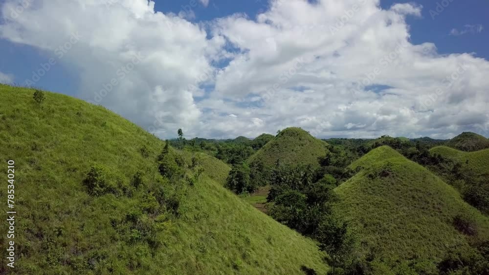 Aerial flyby of the famous Chocolate Hills in Sagbayan, Bohol, Philippines. Aerial flyby of the famous Chocolate Hills in Sagbayan, Bohol, Philippines.