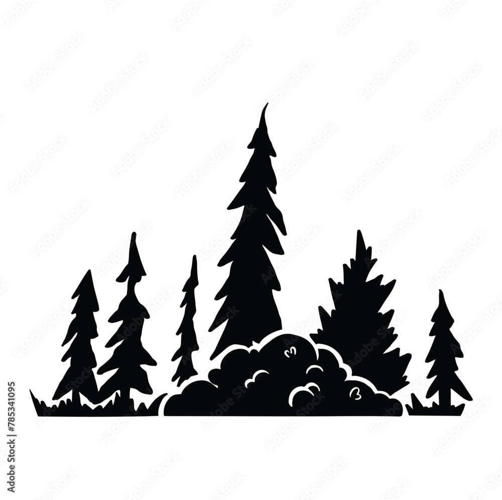 silhouette with trees and coniferous forest landscape silhouettes Vector illustration silhouette with trees and coniferous forest landscape silhouettes Vector illustration