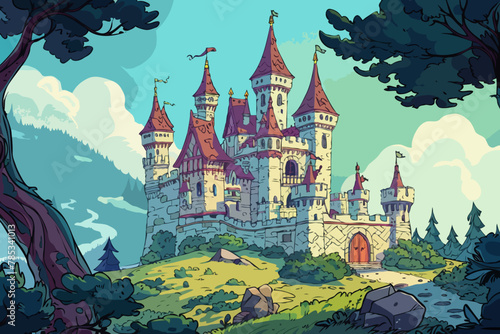 Castle, Vector illustration, background