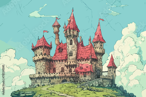Castle, Vector illustration, background