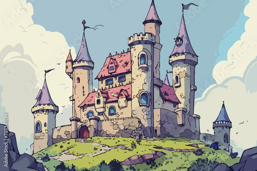 Castle, Vector illustration, background
