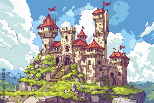 Castle, Vector illustration, background
