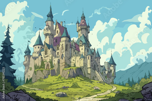 Castle, Vector illustration, background