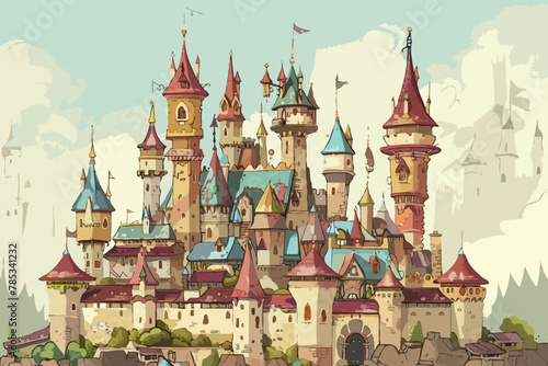 Castle, Vector illustration, background