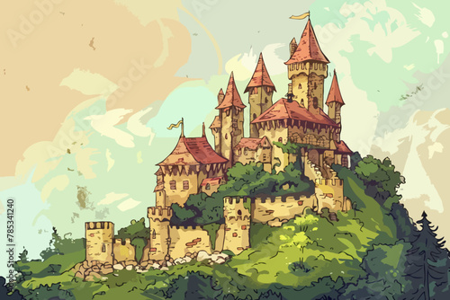Castle, Vector illustration, background
