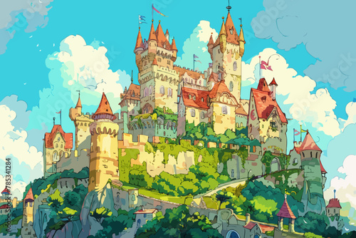 Castle, Vector illustration, background