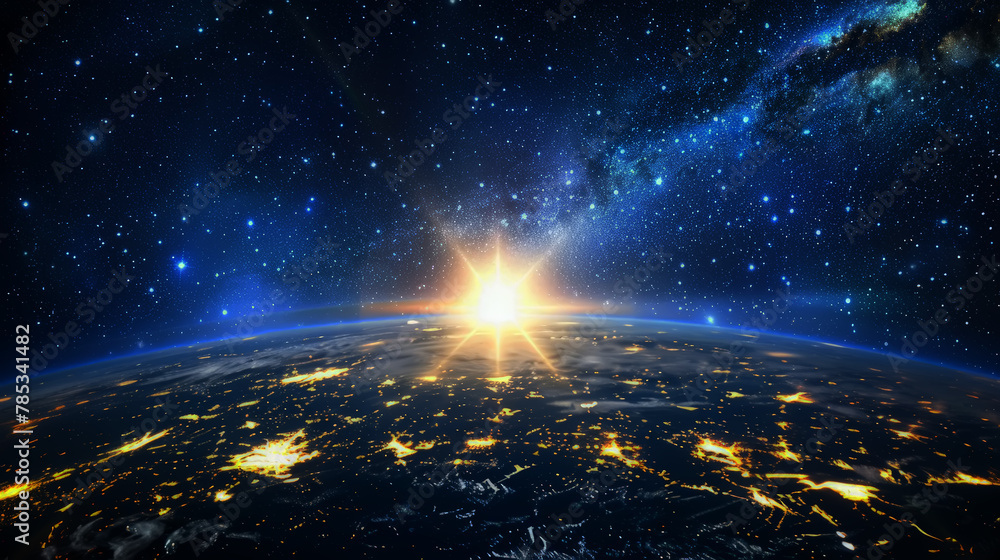 Planet Earth globe from space view with city light Planet Earth globe from space view with city light