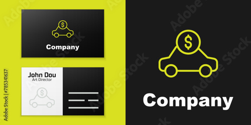 Logotype line Car rental icon isolated on black background. Rent a car sign. Key with car. Concept for automobile repair service. Logo design template element. Vector