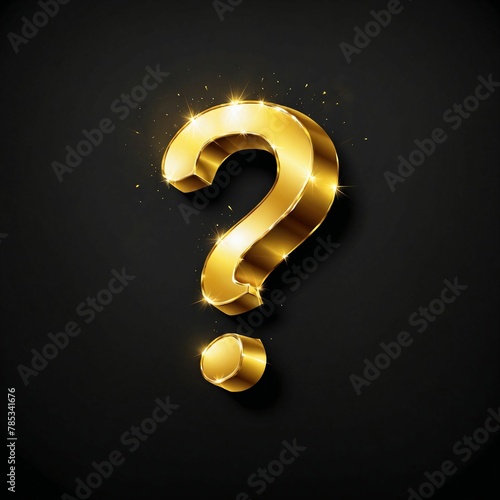 3d gold question mark isolated on black background