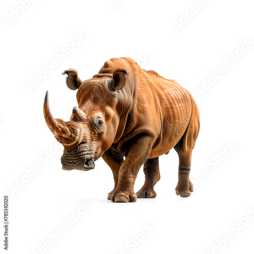Close Up of a Rhinoceros on a White Background. Generative AI