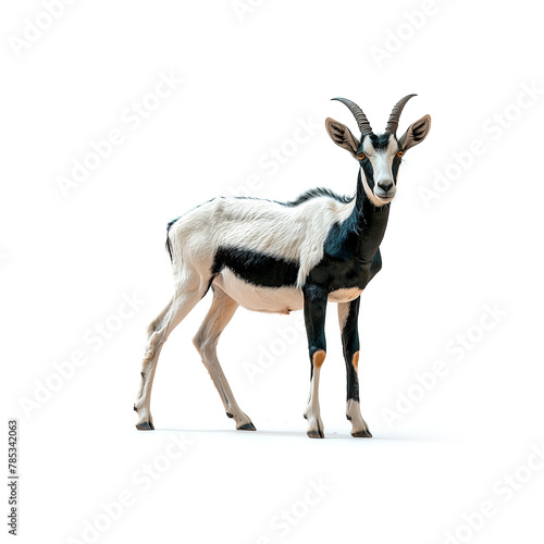 Small Goat Standing on Top of White Floor. Generative AI