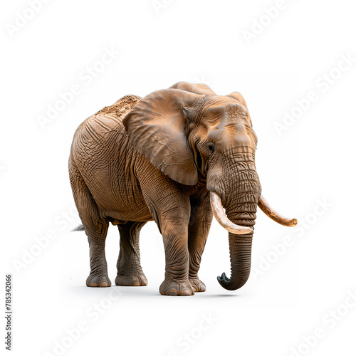 Majestic Elephant With Tusks in Front of White Background. Generative AI © jul_photolover