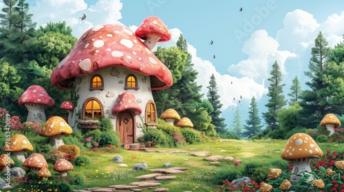 Fototapeta Naklejka Na Ścianę i Meble -  Fairy Tale Scenes: Create whimsical scenes reminiscent of fairy tales, with castles, enchanted forests, and magical creatures. 