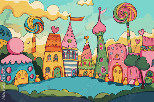 Candyland, Vector illustration, cartoon background