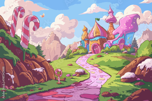 Candyland, Vector illustration, cartoon background