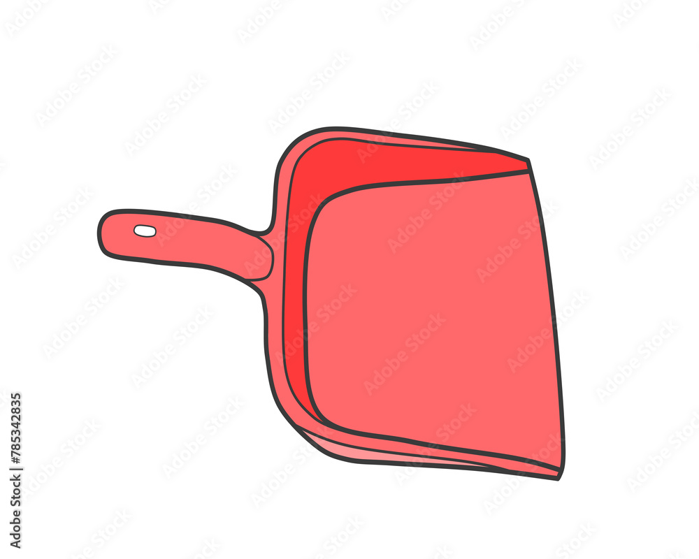 Design illustration of red dustpan Design illustration of red dustpan