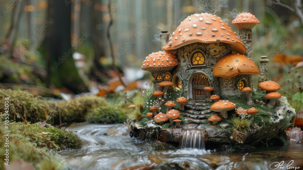 Fototapeta premium Fairy Tale Scenes: Create whimsical scenes reminiscent of fairy tales, with castles, enchanted forests, and magical creatures. 
