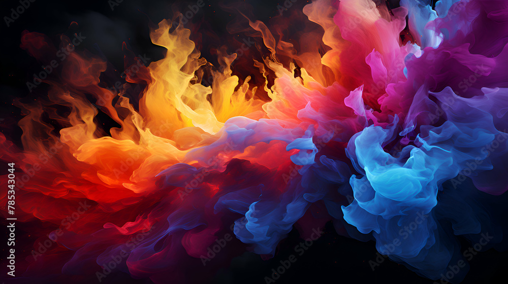 Colorful smoke on black background. Abstract background. Design element.