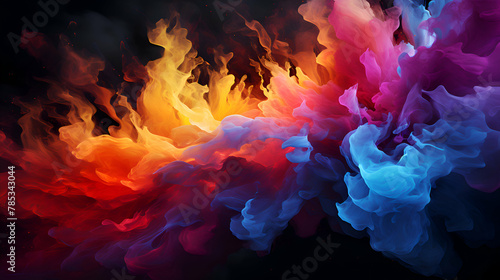 Colorful smoke on black background. Abstract background. Design element.