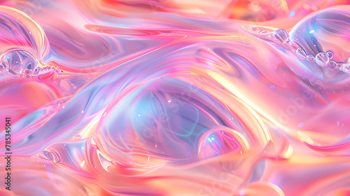 Seamless pattern pf pastel-colored holographic texture, with smooth flowing liquid 