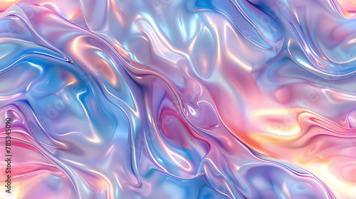 Seamless pattern pf pastel-colored holographic texture  with smooth flowing liquid 