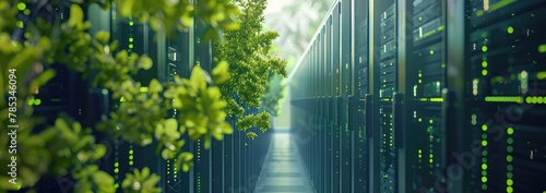 A data center symbolizing nature and environmental sustainability in technology.