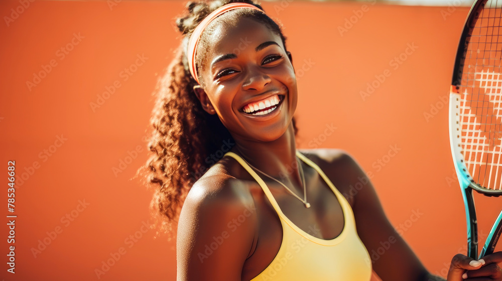 young African American female tennis player young African American female tennis player