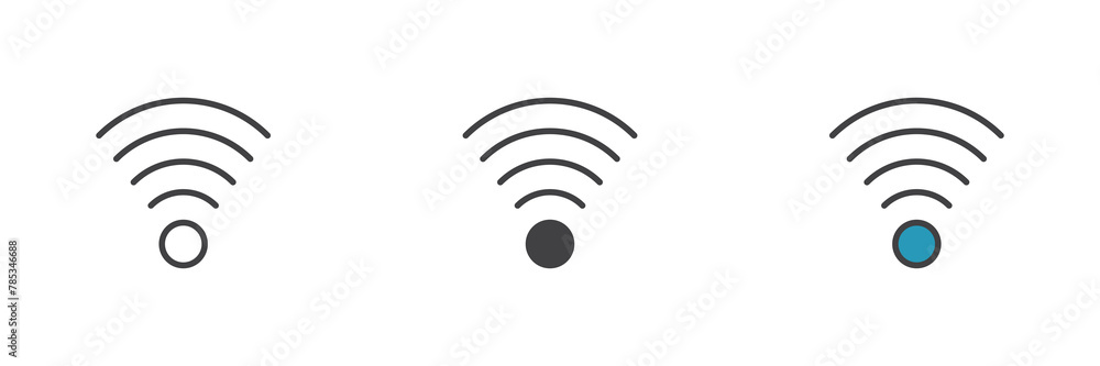 Wifi signal different style icon set Wifi signal different style icon set