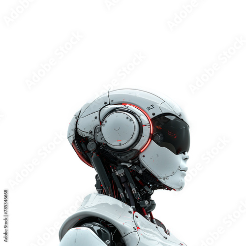 White Robot With Red Light on Head. Generative AI