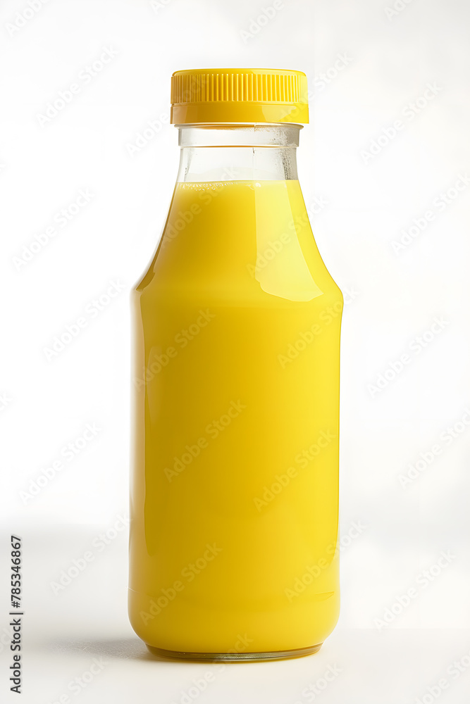 A bottle of orange juice mock up isolated on white background A bottle of orange juice mock up isolated on white background
