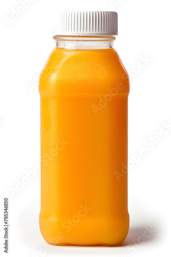 A bottle of orange juice mock up isolated on white background