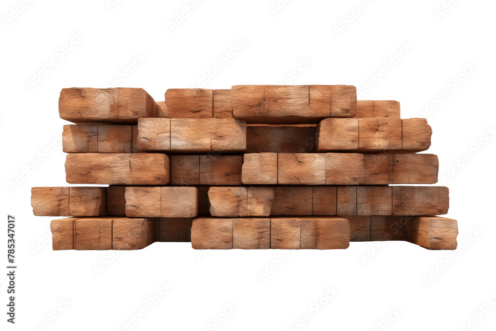 Fototapeta premium Towering Architecture: A Whimsical Stack of Wooden Blocks. On a White or Clear Surface PNG Transparent Background.