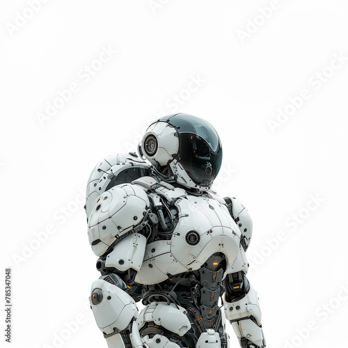 Man in White Suit With Helmet On. Generative AI