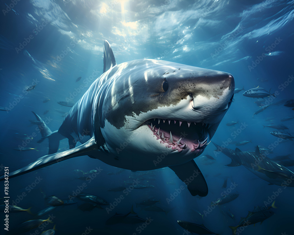 Fototapeta premium Great White Shark under water