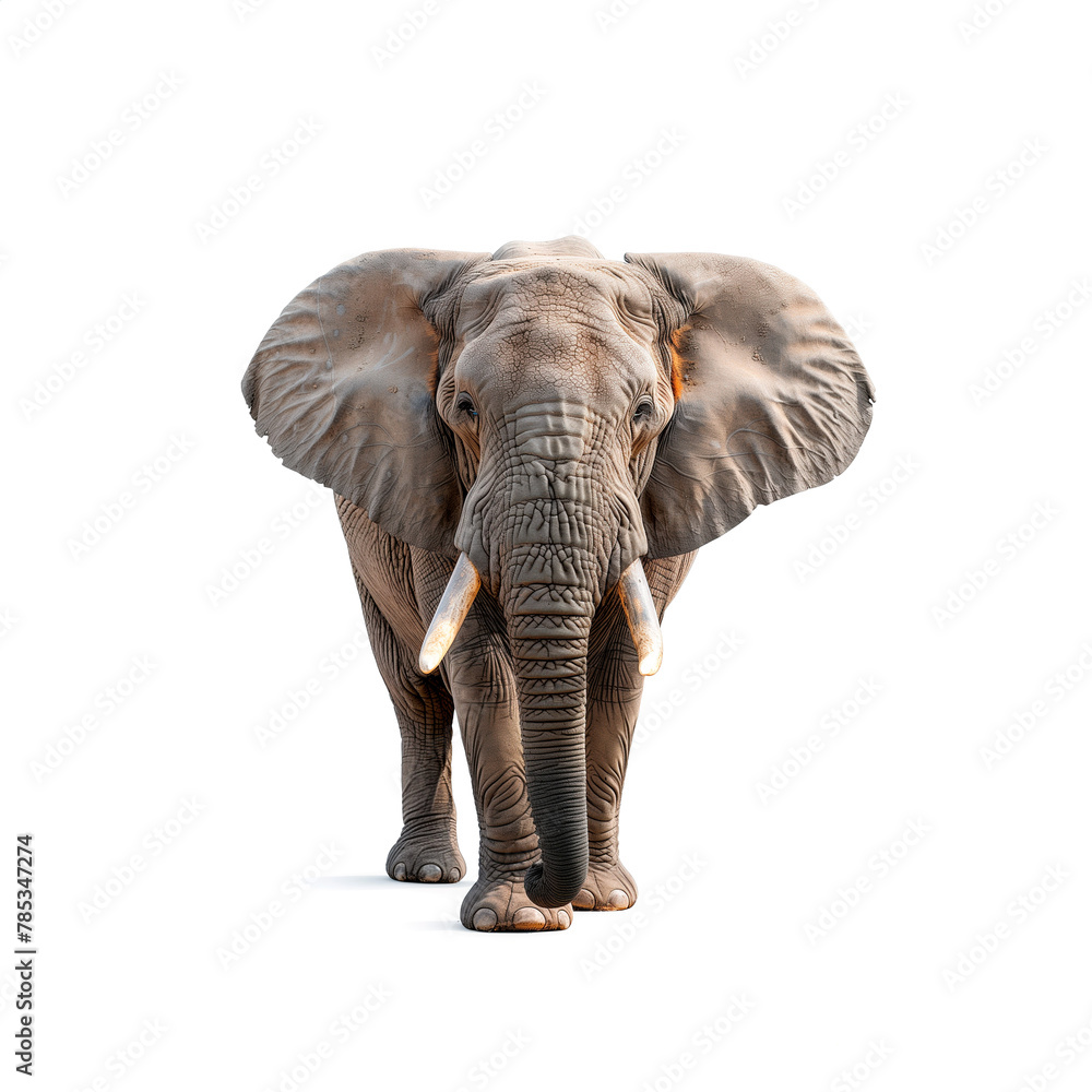 Elephant Standing in Front of White Background. Generative AI