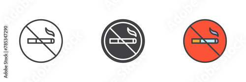 No smoking cigarette different style icon set © alekseyvanin