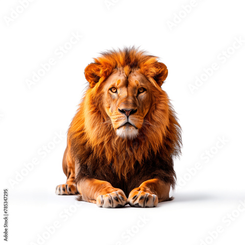 Close Up of a Lion on a White Background. Generative AI © jul_photolover