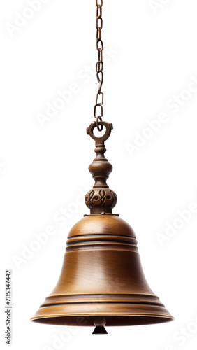 PNG Vintage school hand bell chandelier lamp white background.
