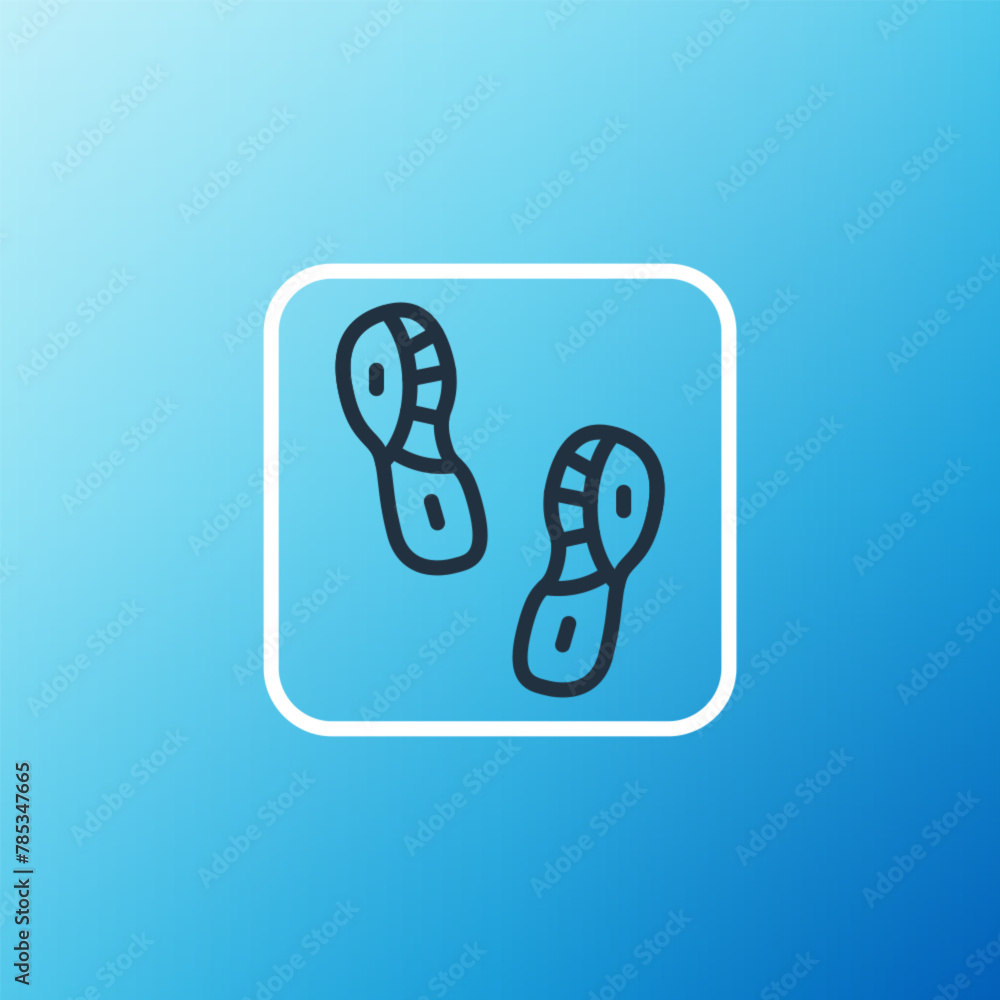 Line Human footprints shoes icon isolated on blue background. Shoes sole. Colorful outline concept. Vector Line Human footprints shoes icon isolated on blue background. Shoes sole. Colorful outline concept. Vector