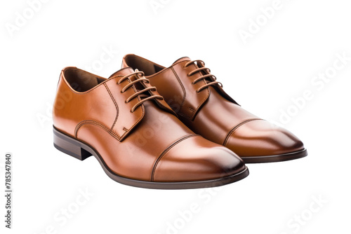 Soulful Soles: A Stylish Pair of Brown Shoes. On a White or Clear Surface PNG Transparent Background.
