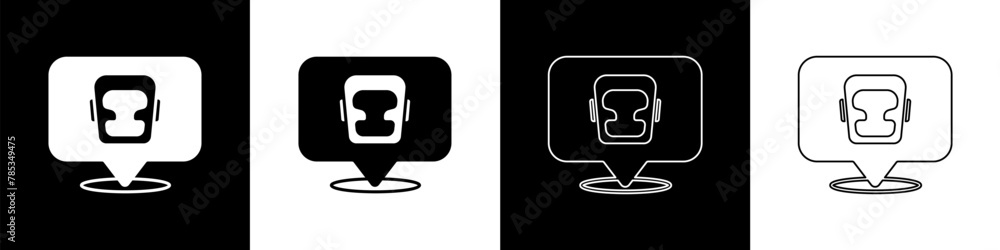 Set Boxing helmet icon isolated on black and white background. Vector Set Boxing helmet icon isolated on black and white background. Vector
