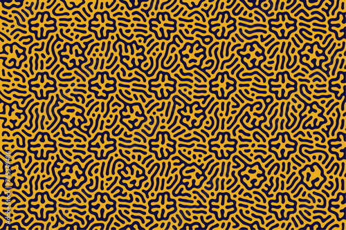 Yellow Black organic turing irregular lines background with unique pattern design